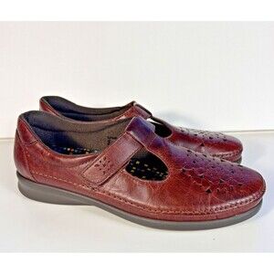 SAS Women's Shoes Willow Walnut 9 N MaryJane Perforated Comfort Ortho Narrow
